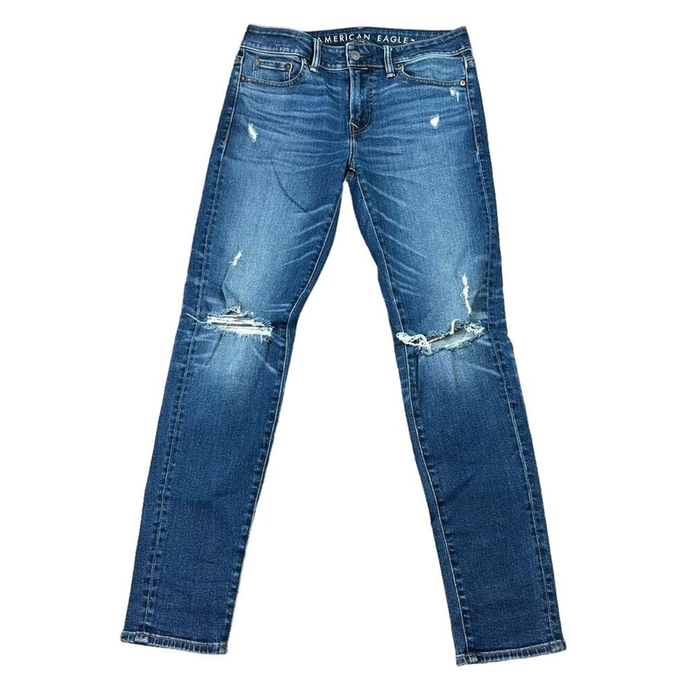 American Eagle Distressed Skinny Jeans Next Level Stretch Size 30X32